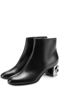 Кожаные ботильоны на декорированном каблуке Casadei