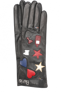 Кожаные перчатки с аппликацией Agnelle