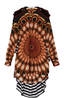 Шелковая блуза асимметричного кроя с ярким принтом Givenchy