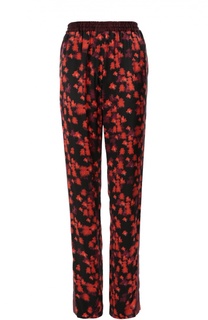 Шелковые брюки с эластичным поясом и цветочным принтом Givenchy
