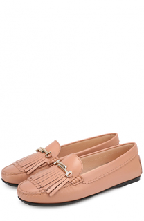 Кожаные мокасины с бахромой и пряжкой Tod’s