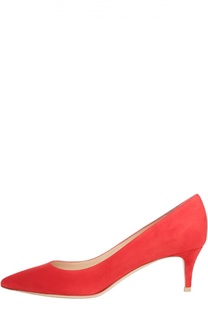 Замшевые туфли Сlassic на каблуке kitten heel Gianvito Rossi