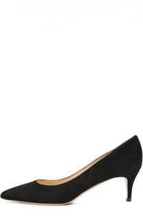 Замшевые туфли Сlassic на каблуке kitten heel Gianvito Rossi