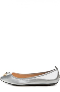 Балетки Ballerina из металлизированной кожи Tod’s