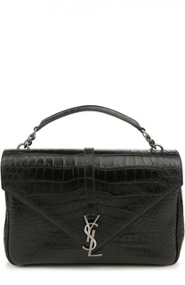 Сумка Collège Monogram large с тиснением под крокодила Saint Laurent