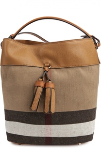 Сумка Ashby из текстиля в клетку Canvas Check и кожаной отделкой Burberry