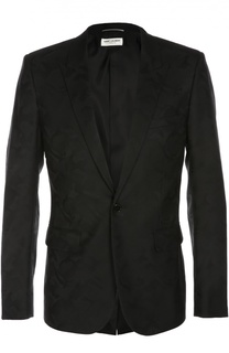 Шерстяной пиджак с камуфляжным принтом Saint Laurent