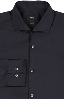 Хлопковая приталенная сорочка с воротником акула BOSS