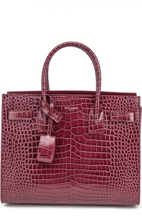 Сумка Sac De Jour Baby с тиснением под крокодила Saint Laurent