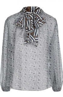 Полупрозрачная шелковая блуза с воротником аскот Diane Von Furstenberg