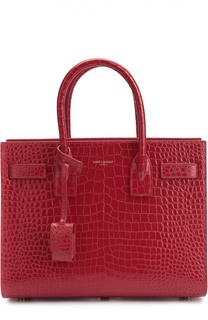 Сумка Sac De Jour Baby с тиснением под крокодила Saint Laurent