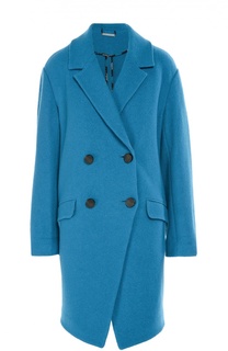 Шерстяное двубортное пальто с карманами Diane Von Furstenberg