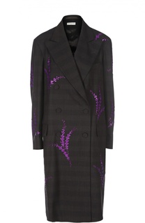 Двубортное пальто с широкими лацканами и пайетками Dries Van Noten