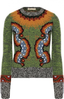 Вязаный пуловер с круглым вырезом и яркой вышивкой Valentino