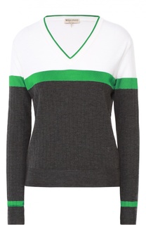 Пуловер прямого кроя с V-образным вырезом и контрастной отделкой Emilio Pucci