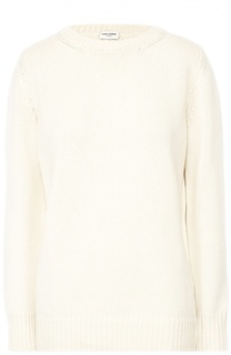 Кашемировый пуловер фактурной вязки с круглым вырезом Saint Laurent