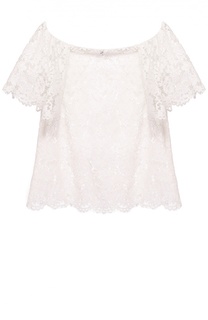 Кружевной топ прямого кроя с коротким рукавом Valentino