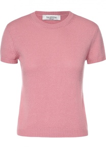 Кашемировый пуловер с коротким рукавом и круглым вырезом Valentino