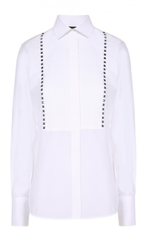 Хлопковая блуза прямого кроя с шипами Valentino