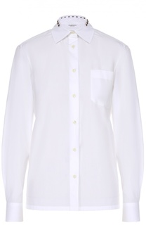 Хлопковая блуза с накладными карманами и декоративными шипами Valentino