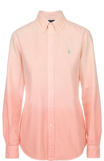 Приталенная блуза с вышитым логотипом бренда Polo Ralph Lauren