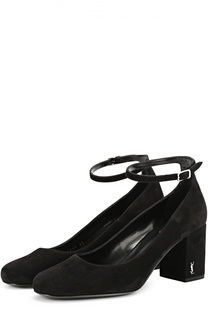 Замшевые туфли Babies на устойчивом каблуке Saint Laurent