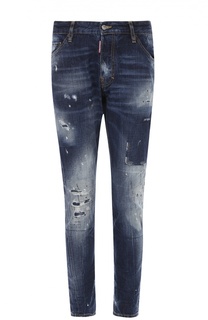 Зауженные джинсы с потертостями и контрастной прострочкой Dsquared2