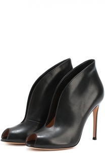 Кожаные ботильоны Vamp с открытым мысом Gianvito Rossi