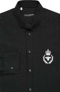 Хлопковая рубашка с воротником button down и вышивкой Dolce &amp; Gabbana