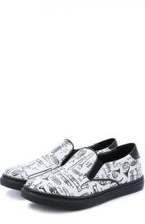 Кожаные сандалии с принтом Dolce &amp; Gabbana