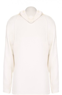 Шелковая блуза прямого кроя с декоративной отделкой Theory