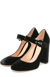 Бархатные туфли Lorraine с ремешком Gianvito Rossi