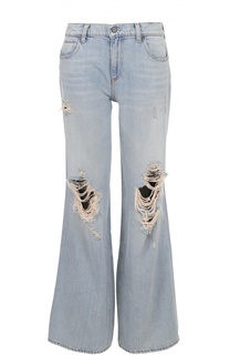 Расклешенные широкие джинсы с потертостями Denim X Alexander Wang