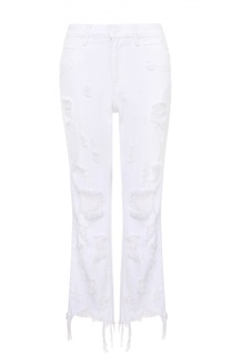 Укороченные расклешенные джинсы с потертостями и бахромой Denim X Alexander Wang