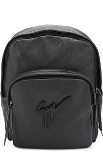 Кожаный рюкзак с внешним карманом на молнии Giuseppe Zanotti Design
