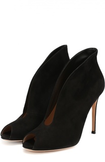 Замшевые ботильоны Vamp с открытым мысом Gianvito Rossi