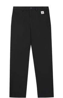 Хлопковые брюки прямого кроя с контрастной нашивкой Dolce &amp; Gabbana