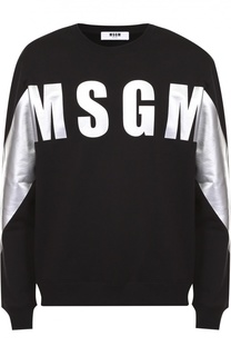 Хлопковый свитшот с контрастным принтом MSGM