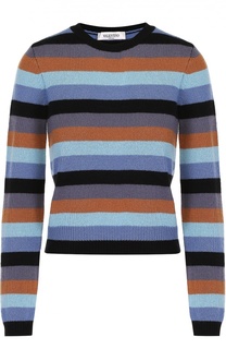 Укороченный кашемировый пуловер в полоску Valentino