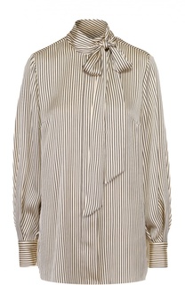 Блуза прямого кроя в полоску с воротником аскот By Malene Birger