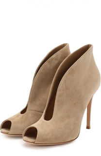 Замшевые ботильоны Vamp с открытым мысом Gianvito Rossi
