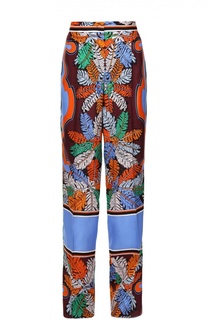 Шелковые брюки прямого кроя с контрастным принтом Emilio Pucci
