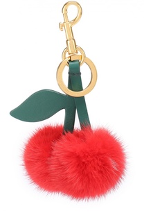 Кожаный брелок Cherry с отделкой из меха Anya Hindmarch