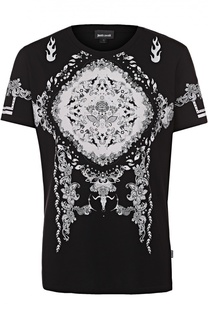 Хлопковая футболка с контрастным принтом Just Cavalli