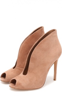 Замшевые ботильоны Vamp с открытым мысом Gianvito Rossi