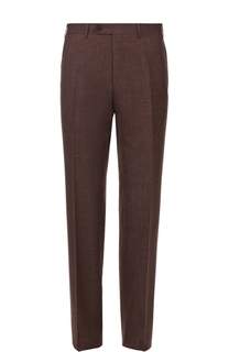 Брюки прямого кроя из смеси шерсти и шелка со льном Canali