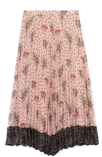 Плиссированная асимметричная юбка с цветочным принтом REDVALENTINO