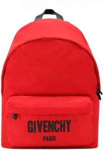 Текстильный рюкзак с контрастной отделкой и внешним карманом на молнии Givenchy