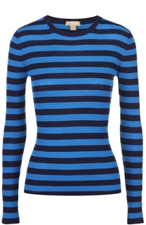 Кашемировый облегающий пуловер в контрастную полоску Michael Kors