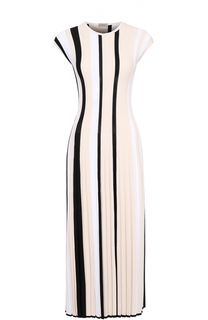 Приталенное плиссированной платье-макси с круглым вырезом MRZ